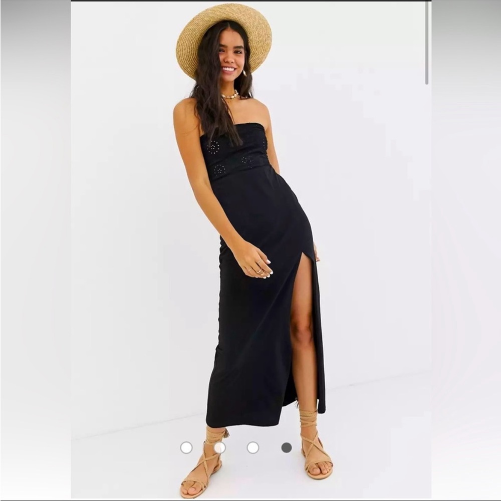 ASOS Broderie Bandeau Top Black Maxi Dress